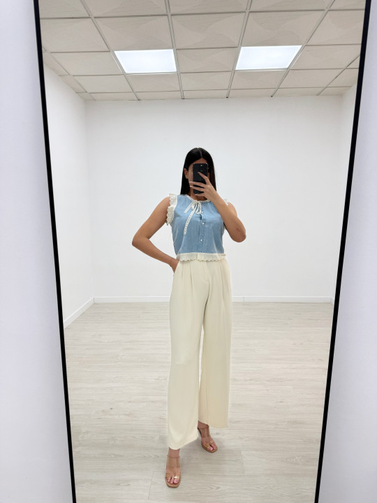 CAMISA DENIM PUNTILLA