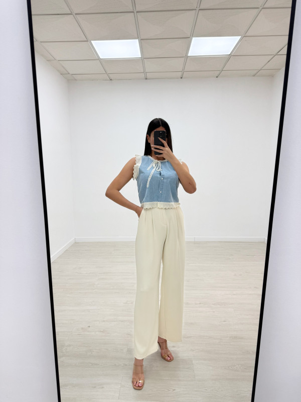 CAMISA DENIM PUNTILLA