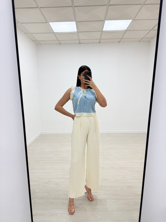 CAMISA DENIM PUNTILLA