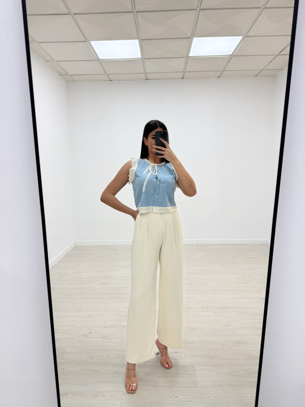 CAMISA DENIM PUNTILLA