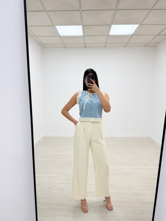 CAMISA DENIM PUNTILLA