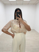 CAMISA BORDADA LINO ROSA