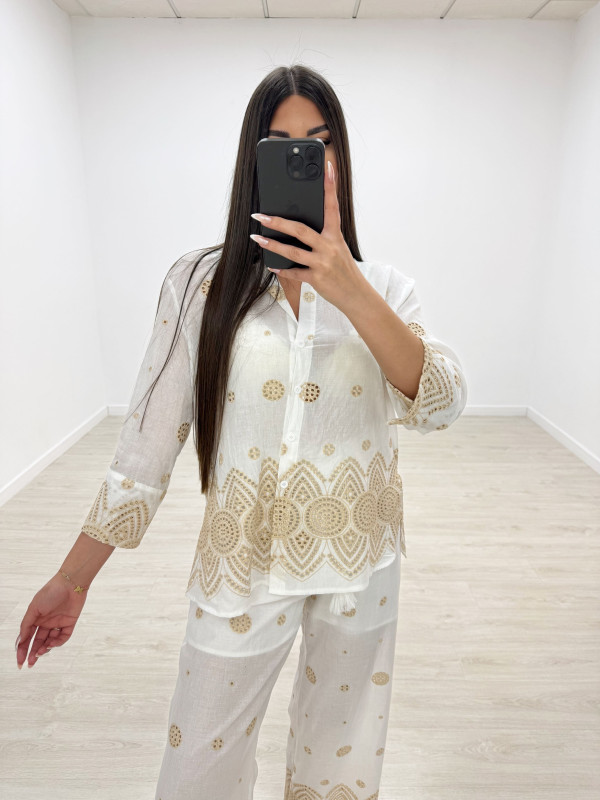 CONJUNTO BORDADO CAMEL LARGO