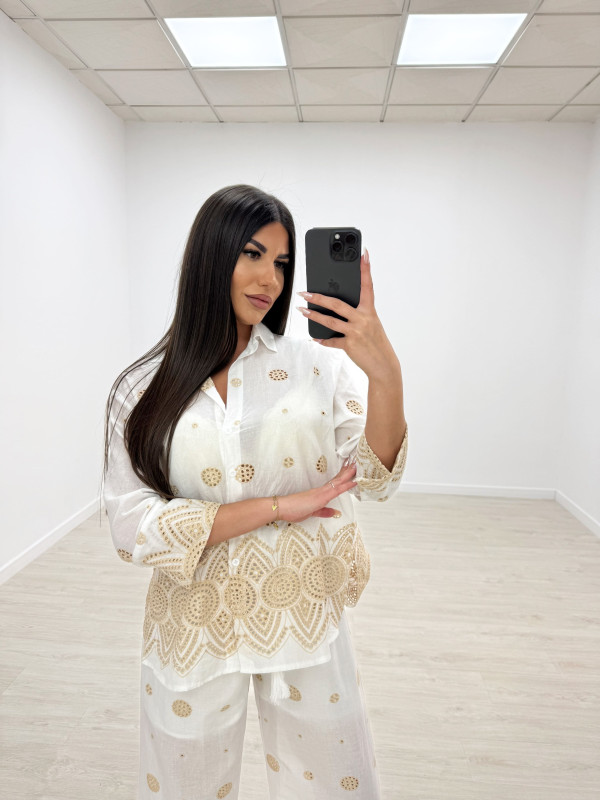 CONJUNTO BORDADO CAMEL LARGO