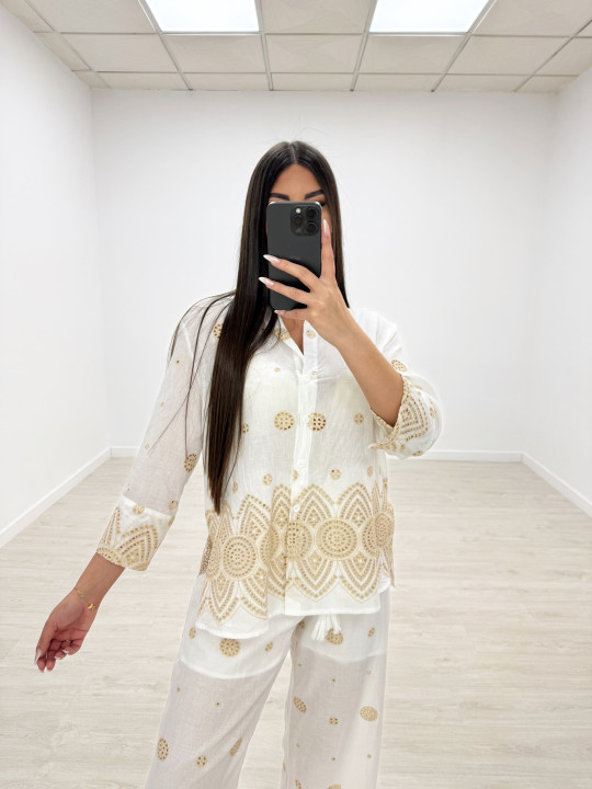 CONJUNTO BORDADO CAMEL LARGO