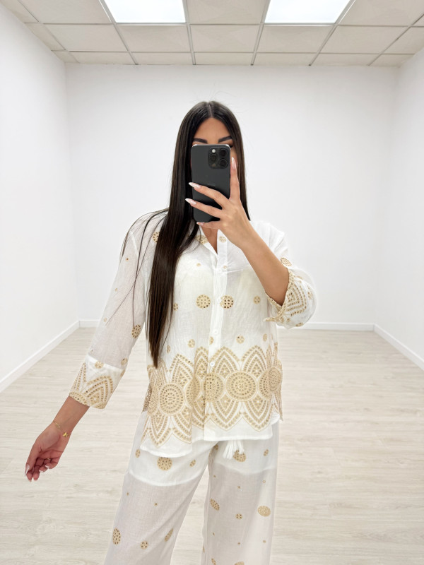 CONJUNTO BORDADO CAMEL LARGO