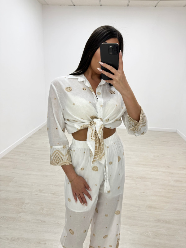 CONJUNTO BORDADO CAMEL LARGO