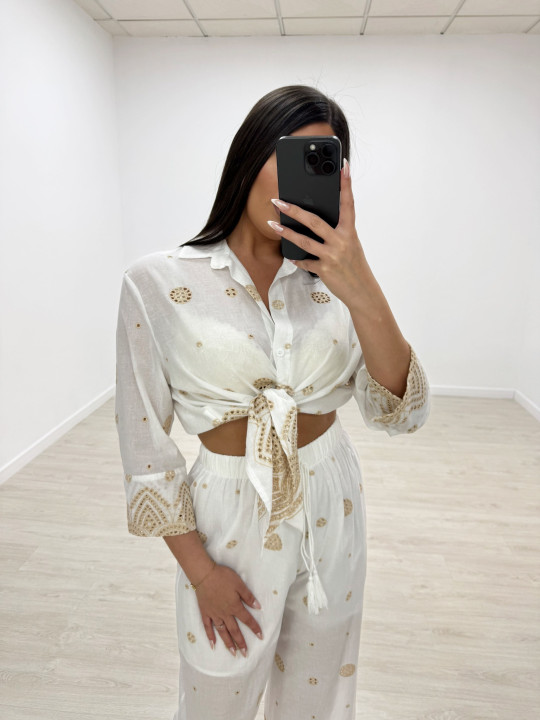 CONJUNTO BORDADO CAMEL LARGO