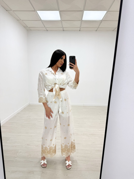 CONJUNTO BORDADO CAMEL LARGO