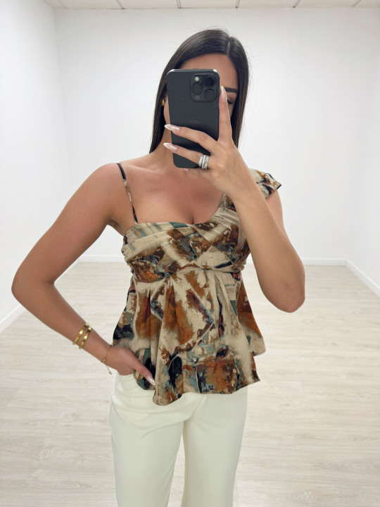 BLUSA ASIMÉTRICA ESTAMPADA