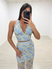 CONJUNTO ENCAJE FALDA CELESTE CONJUNTO ENCAJE FALDA CELESTE