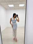 CONJUNTO ENCAJE FALDA CELESTE CONJUNTO ENCAJE FALDA CELESTE