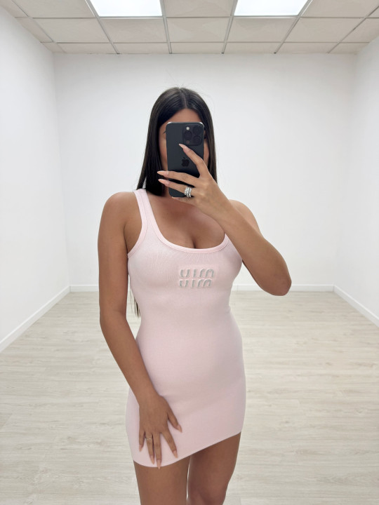 VESTIDO MIU MINI BRILLO ROSA VESTIDO MIU MINI BRILLO ROSA
