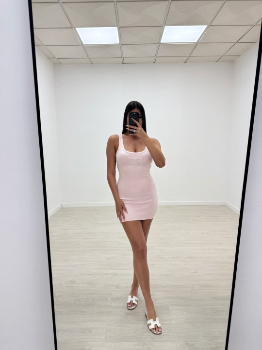 VESTIDO MIU MINI BRILLO ROSA VESTIDO MIU MINI BRILLO ROSA