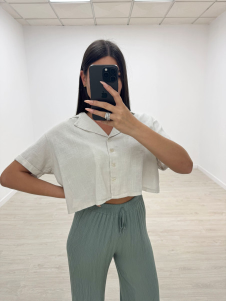 CAMISA LINO BEIGE