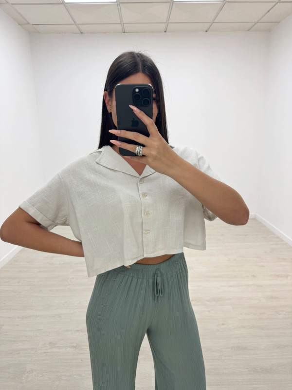 CAMISA LINO BEIGE