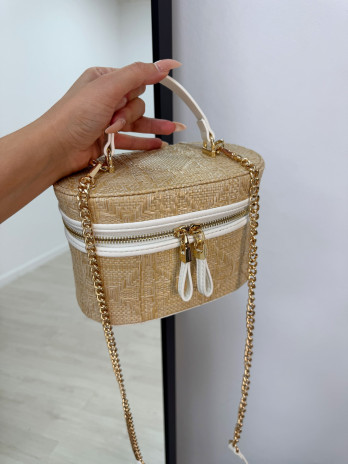 BOLSO POUCH RAFIA BLANCO