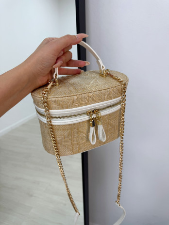 BOLSO POUCH RAFIA BLANCO