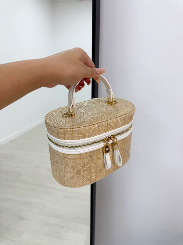 BOLSO POUCH RAFIA BLANCO