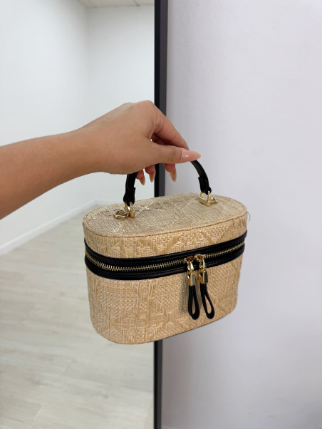 BOLSO POUCH RAFIA NEGRO