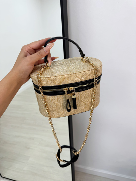 BOLSO POUCH RAFIA NEGRO