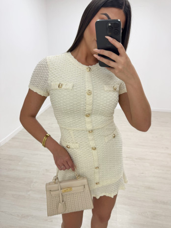 VESTIDO EXCLUSIVO BOTONES BEIGE