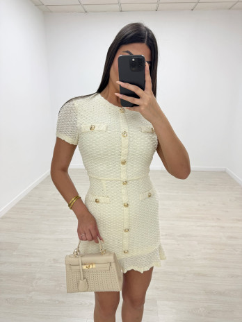 VESTIDO EXCLUSIVO BOTONES BEIGE