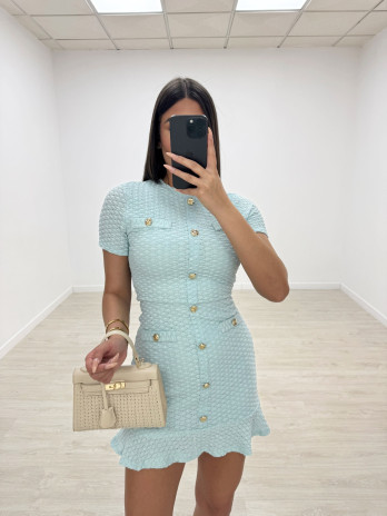 VESTIDO EXCLUSIVO BOTONES AZUL