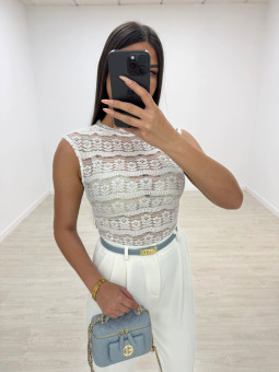 TOP ASIMÉTRICO ENCAJE BLANCO