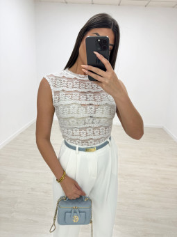 TOP ASIMÉTRICO ENCAJE BLANCO