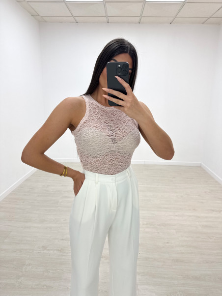 TOP ENCAJE TIRANTA ROSA