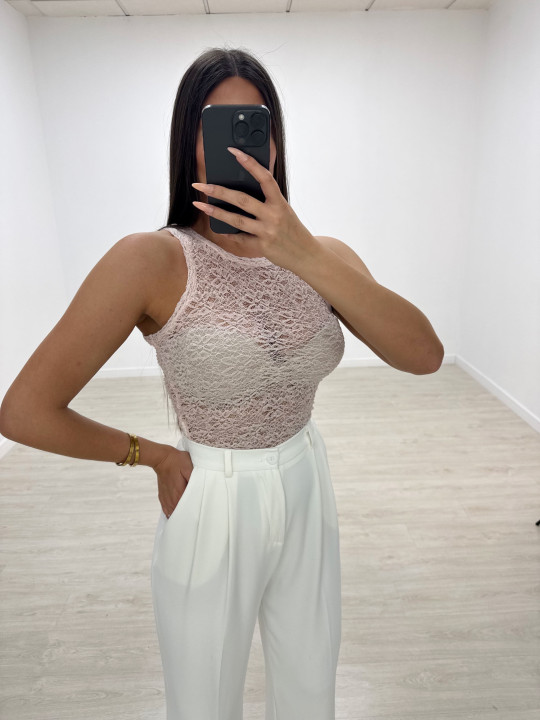 TOP ENCAJE TIRANTA ROSA