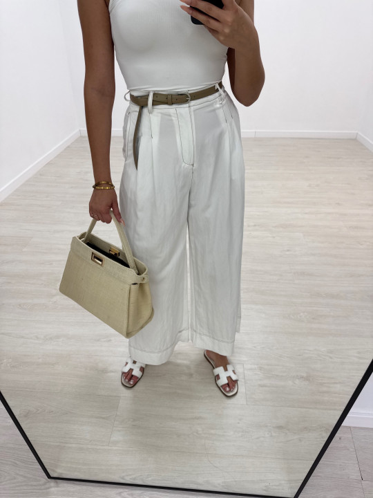 PANTALÓN BLANCO PESPUNTES CINTURÓN