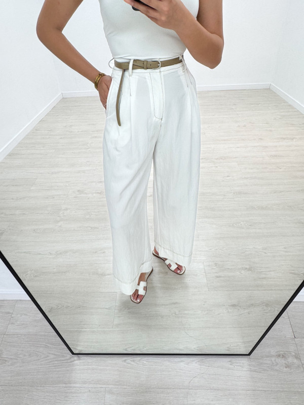 PANTALÓN BLANCO PESPUNTES CINTURÓN