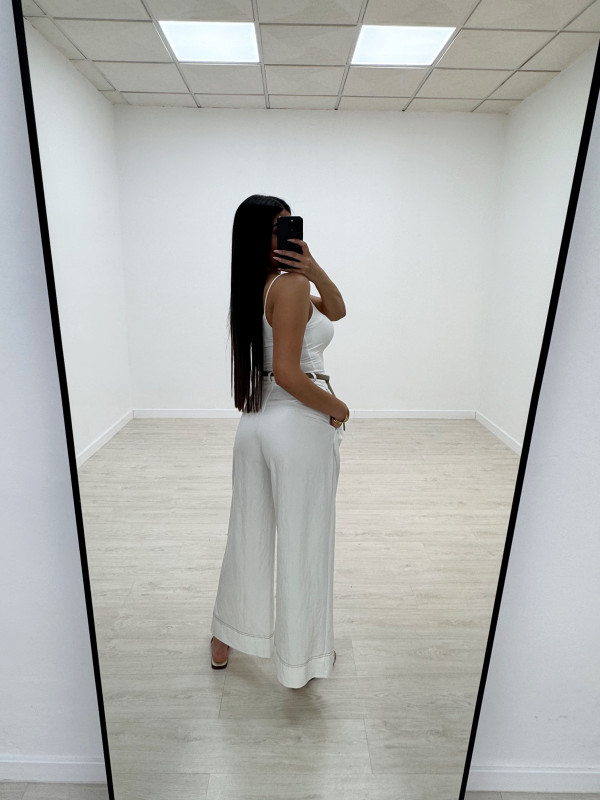 PANTALÓN BLANCO PESPUNTES CINTURÓN