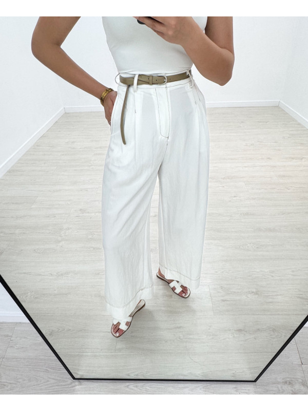 PANTALÓN BLANCO PESPUNTES CINTURÓN