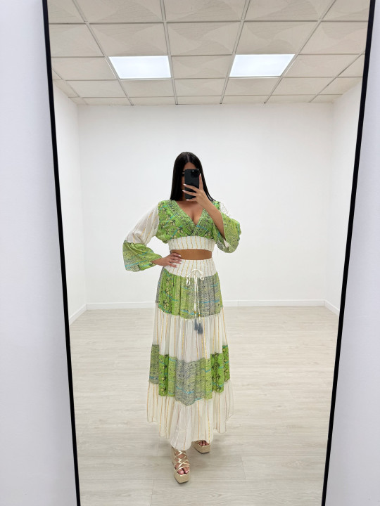 SET INDIO FALDA VERDE