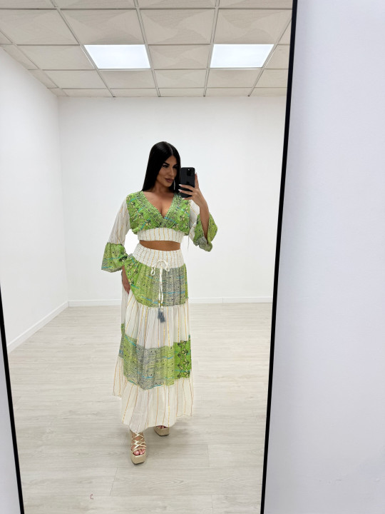 SET INDIO FALDA VERDE