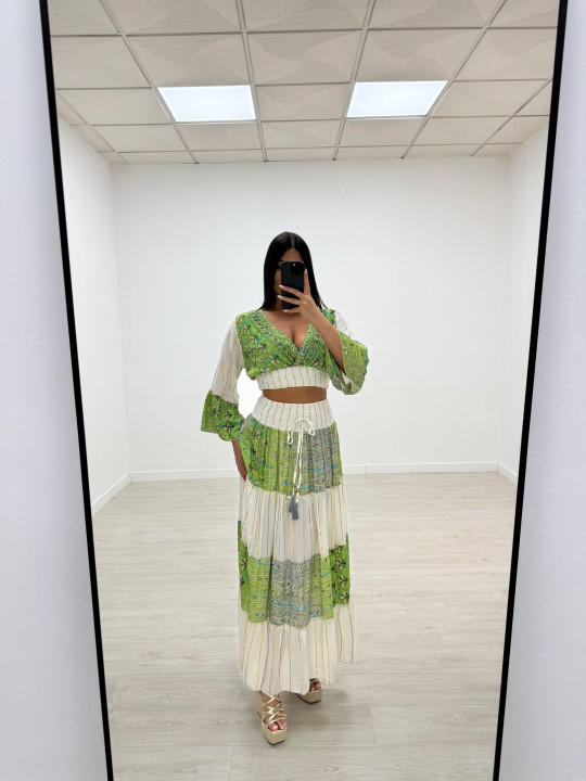 SET INDIO FALDA VERDE