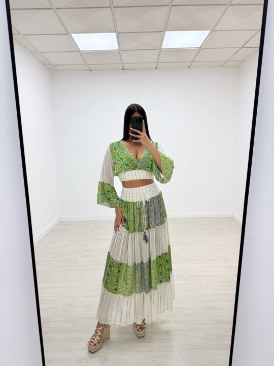 SET INDIO FALDA VERDE