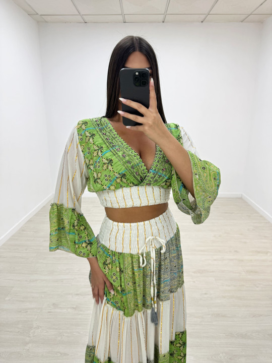 SET INDIO FALDA VERDE