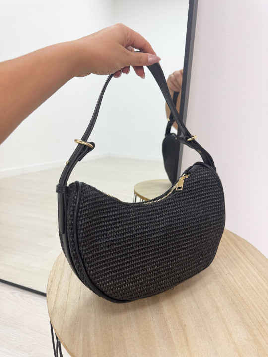 BOLSO RAFIA OVAL PD NEGRO