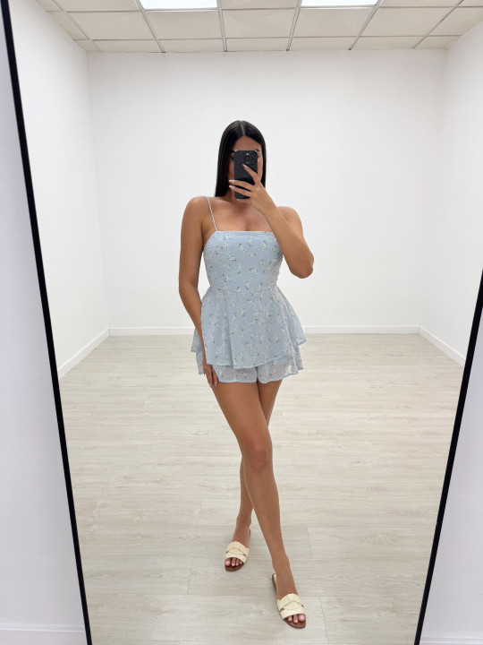 VESTIDO/MONO FLORAL CELESTE VESTIDO/MONO FLORAL CELESTE