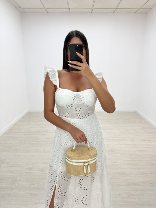 VESTIDO LARGO PERFORADO BLANCO VESTIDO LARGO PERFORADO BLANCO