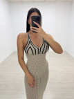 VESTIDO CROCHET COMBINADO CAMEL