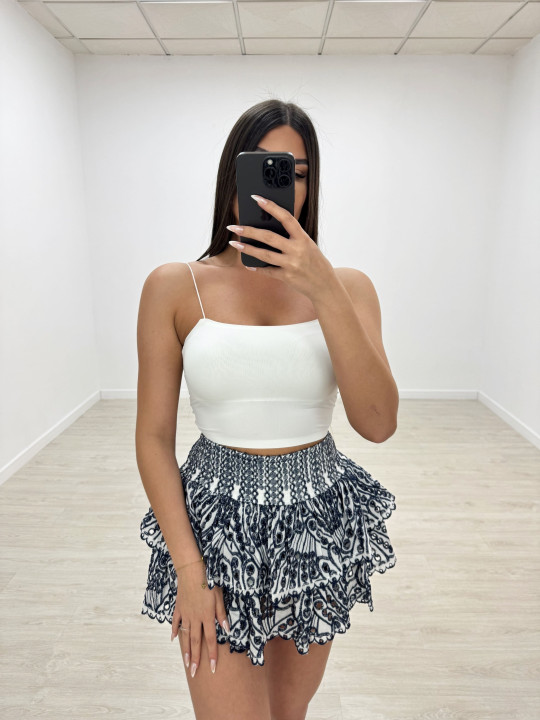 TOP LICRA CON CASCOS BLANCO