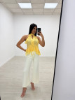 BLUSA HALTER VOLANTES AMARILLA