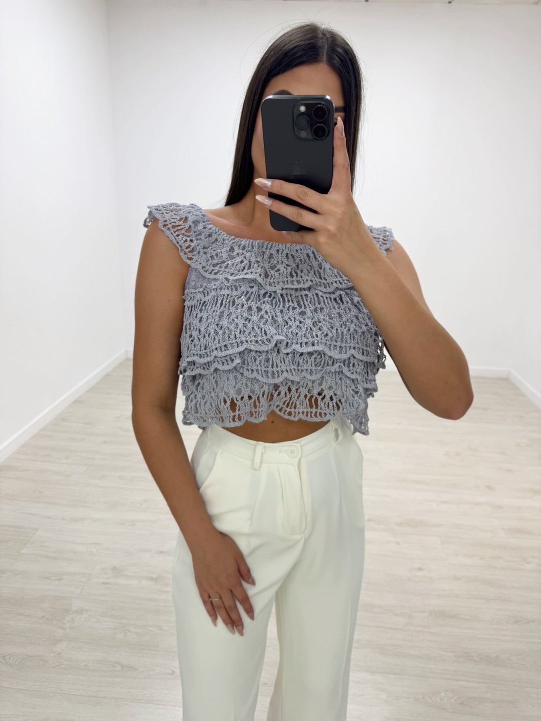 TOP CROCHET EXCLUSIVO AZUL