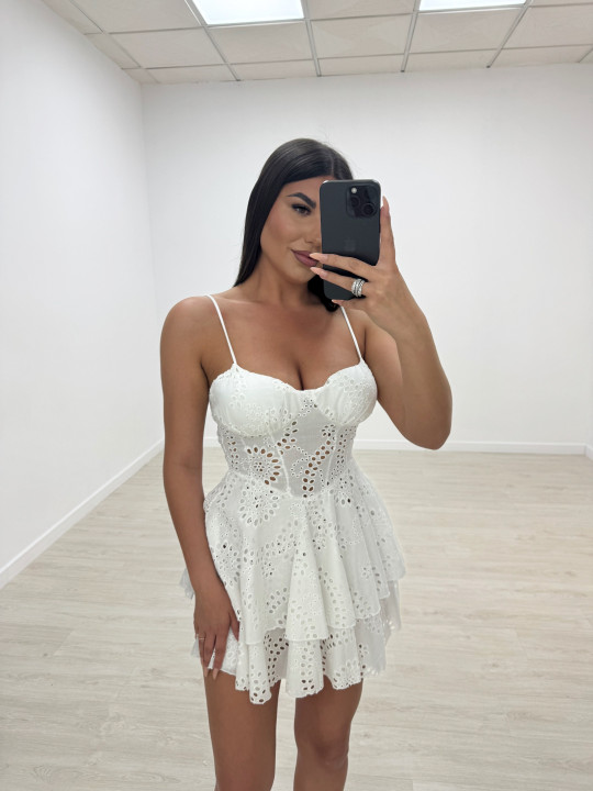 VESTIDO PERFORADO BLANCO VESTIDO PERFORADO BLANCO