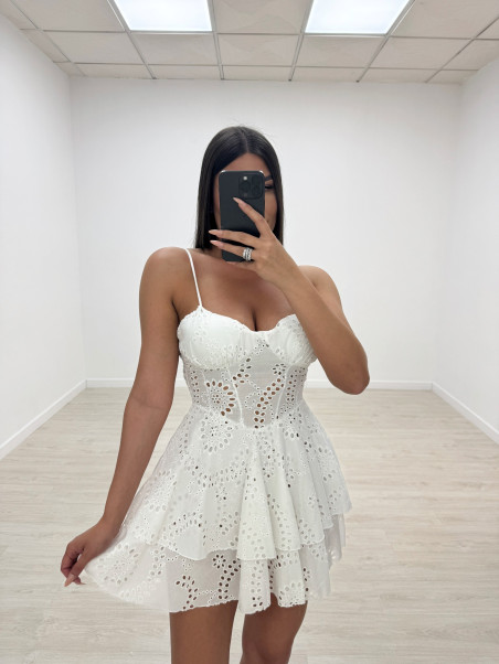 VESTIDO PERFORADO BLANCO